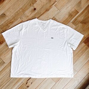 Lacoste Men's White V-Neck Shirt 4X